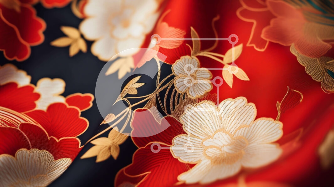 Intra Συλλεκτικό Ξύλινο Παζλ Plywood  4mm - Φλοράλ ύφασμα κόκκινο, μαύρο και λευκό Σε Ξύλινο Κουτί - Διαστάσεις Puzzle: 10x10 cm – 25 κομμάτια