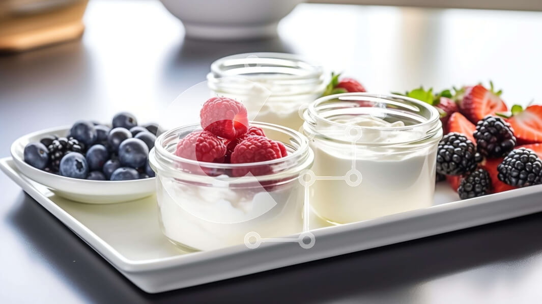 Σετ των 2 Intra Συλλεκτικό Ξύλινο Παζλ Plywood  4mm - Διάφορα βάζα γιαουρτιού με μούρα και βατόμουρα σε λευκό δίσκο Σε Ξύλινο Κουτί - Διαστάσεις: 10x10 cm – 25 κομμάτια