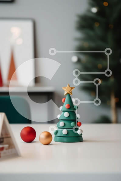 Intra Συλλεκτικό Ξύλινο Παζλ Plywood  4mm - Πράσινο χριστουγεννιάτικο δέντρο με στολίδια Σε Ξύλινο Κουτί - Διαστάσεις: 10x10 cm – 25 κομμάτια