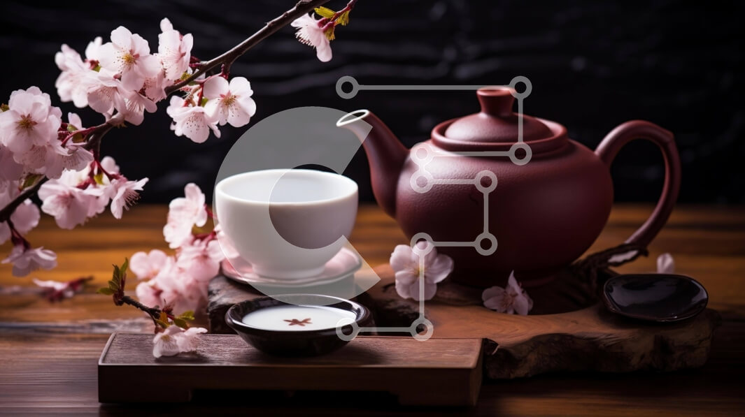 Σετ των 2 Intra Συλλεκτικό Ξύλινο Παζλ Plywood  4mm - Σετ τσαγιού με ροζ άνθη σε ξύλινο δίσκο Σε Ξύλινο Κουτί - Διαστάσεις: 10x10 cm – 25 κομμάτια