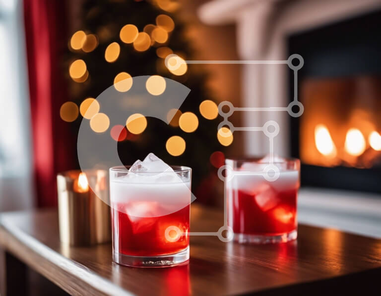 Intra Συλλεκτικό Ξύλινο Παζλ Plywood  4mm - Γιορτή διακοπών με κόκκινα ποτά Σε Ξύλινο Κουτί - Διαστάσεις: 10x10 cm – 25 κομμάτια