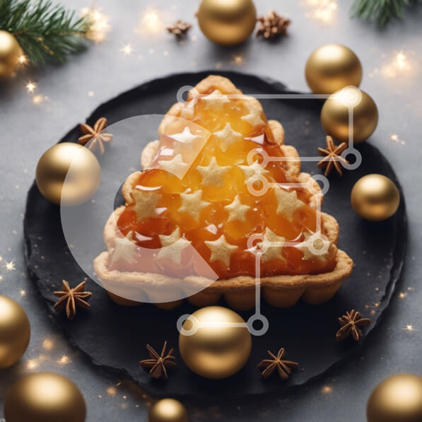 Σετ των 2 Intra Συλλεκτικό Ξύλινο Παζλ Plywood  4mm - Ανάποδη τούρτα σε σχήμα χριστουγεννιάτικου δέντρου με χρυσά στολίδια Σε Ξύλινο Κουτί - Διαστάσεις: 10x10 cm – 25 κομμάτια