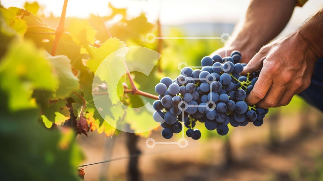 Intra Συλλεκτικό Ξύλινο Παζλ Plywood  4mm - Άτομο που συγκομίζει μπλε σταφύλια σε έναν αμπελώνα Σε Ξύλινο Κουτί - Διαστάσεις: 10x10 cm – 25 κομμάτια