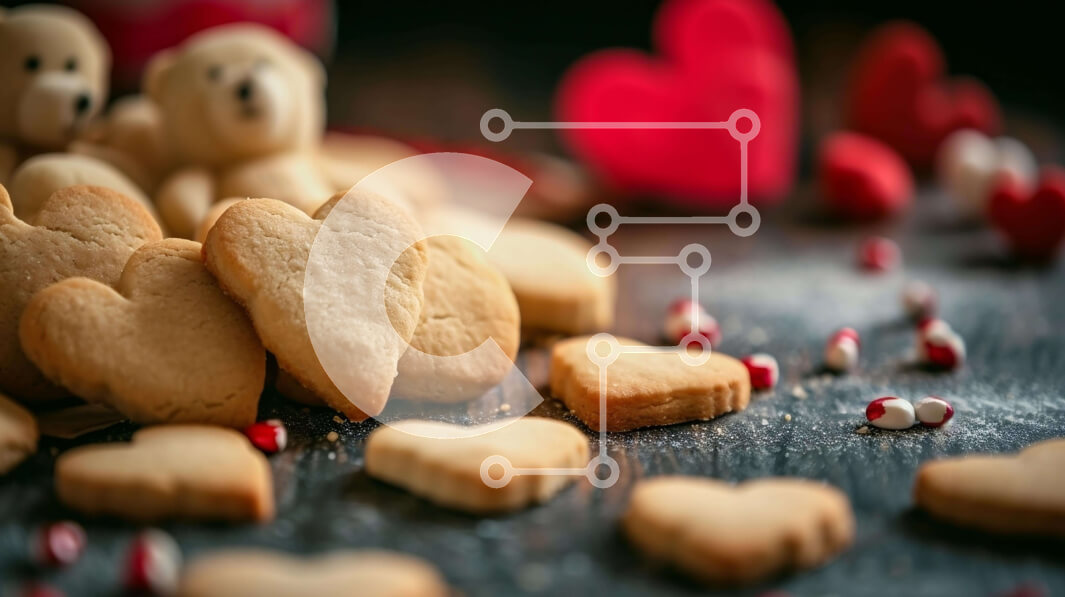 Σετ των 2 Intra Συλλεκτικό Ξύλινο Παζλ Plywood  4mm - Μπισκότα και καραμέλες για την ημέρα του Αγίου Βαλεντίνου Σε Ξύλινο Κουτί - Διαστάσεις: 10x10 cm – 25 κομμάτια