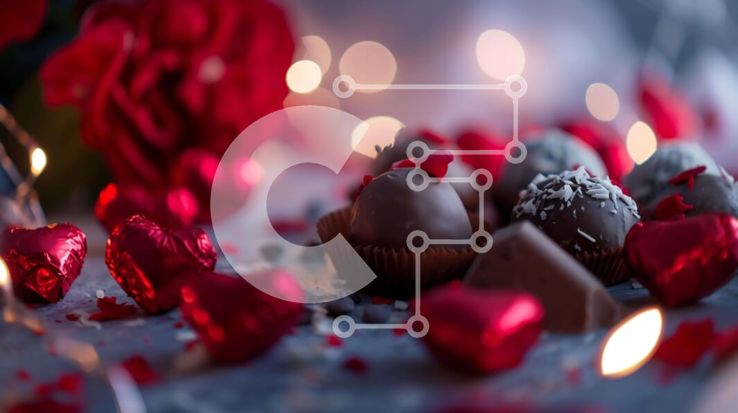 Σετ των 2 Intra Συλλεκτικό Ξύλινο Παζλ Plywood  4mm - Σοκολάτες και κεριά για την ημέρα του Αγίου Βαλεντίνου Σε Ξύλινο Κουτί - Διαστάσεις: 10x10 cm – 25 κομμάτια