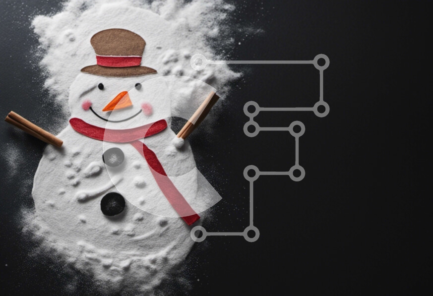 Intra Συλλεκτικό Ξύλινο Παζλ Plywood  4mm - Χιονάνθρωπος από ζάχαρη άχνη και ξυλάκια κανέλας Σε Ξύλινο Κουτί - Διαστάσεις Puzzle: 10x10 cm – 25 κομμάτια