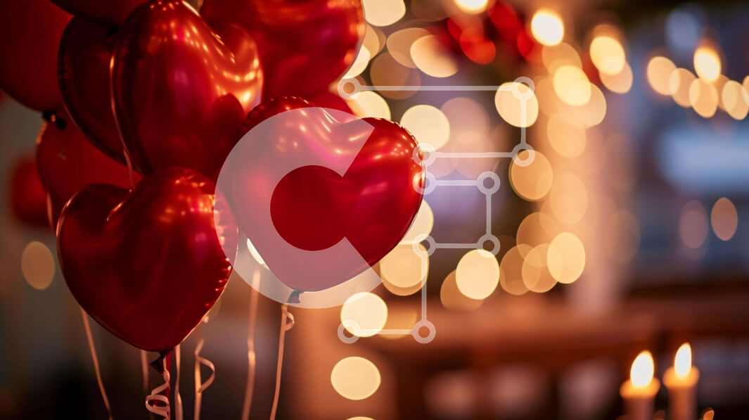 Intra Συλλεκτικό Ξύλινο Παζλ Plywood  4mm - Ρομαντικά μπαλόνια και κεριά σε σχήμα καρδιάς Σε Ξύλινο Κουτί - Διαστάσεις Puzzle: 10x10 cm – 25 κομμάτια