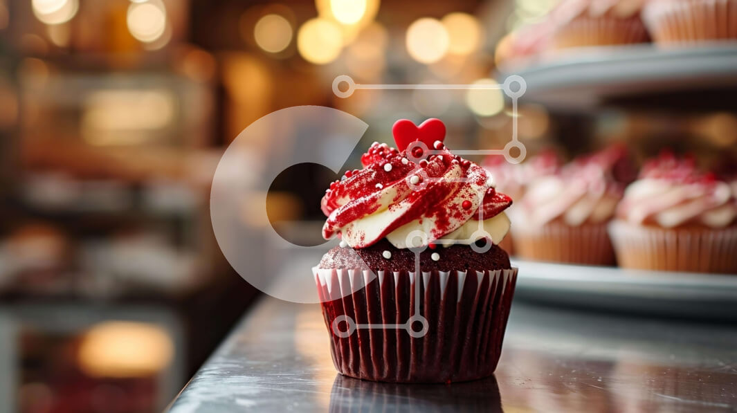 Σετ των 2 Intra Συλλεκτικό Ξύλινο Παζλ Plywood  4mm - Λαχταριστό Cupcake με κόκκινο παγωμένο και πασπάλισμα σε σχήμα καρδιάς Σε Ξύλινο Κουτί - Διαστάσεις: 10x10 cm – 25 κομμάτια