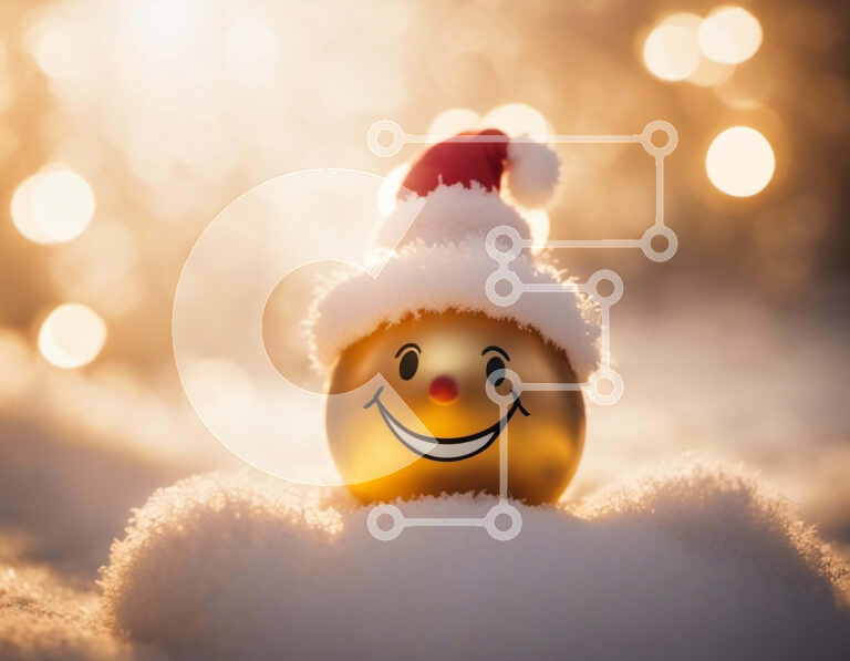 Intra Συλλεκτικό Ξύλινο Παζλ Plywood  4mm - Χρυσό στολίδι Smiley Face στο χιόνι Σε Ξύλινο Κουτί - Διαστάσεις Puzzle: 10x10 cm – 25 κομμάτια