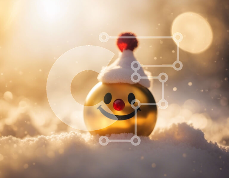 Intra Συλλεκτικό Ξύλινο Παζλ Plywood  4mm - Χρυσή Smiley Face Ball στο χιόνι Σε Ξύλινο Κουτί - Διαστάσεις Puzzle: 10x10 cm – 25 κομμάτια