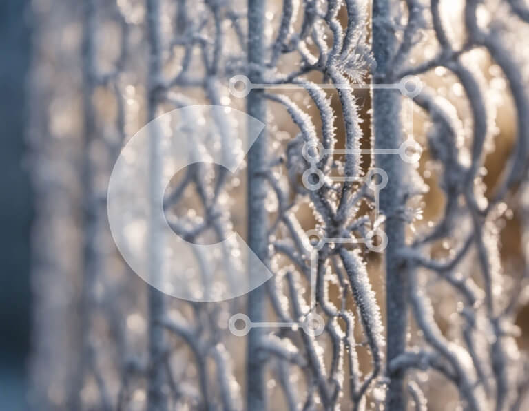 Intra Συλλεκτικό Ξύλινο Παζλ Plywood  4mm - Κοντινό πλάνο με σιδερένιο φράχτη καλυμμένο με παγετό Σε Ξύλινο Κουτί - Διαστάσεις: 10x10 cm – 25 κομμάτια