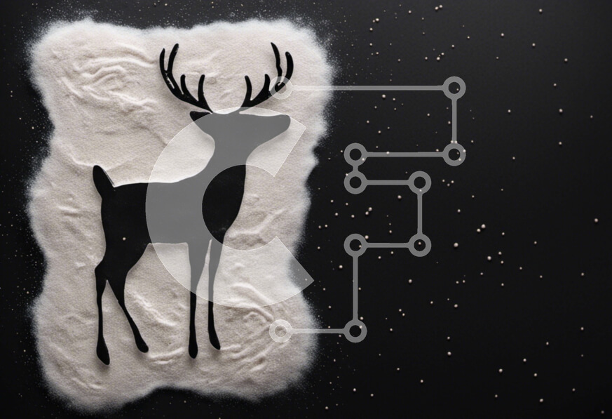 Intra Συλλεκτικό Ξύλινο Παζλ Plywood  4mm - Χιονισμένη σιλουέτα ελαφιών για εορταστική διακόσμηση Σε Ξύλινο Κουτί - Διαστάσεις Puzzle: 10x10 cm – 25 κομμάτια