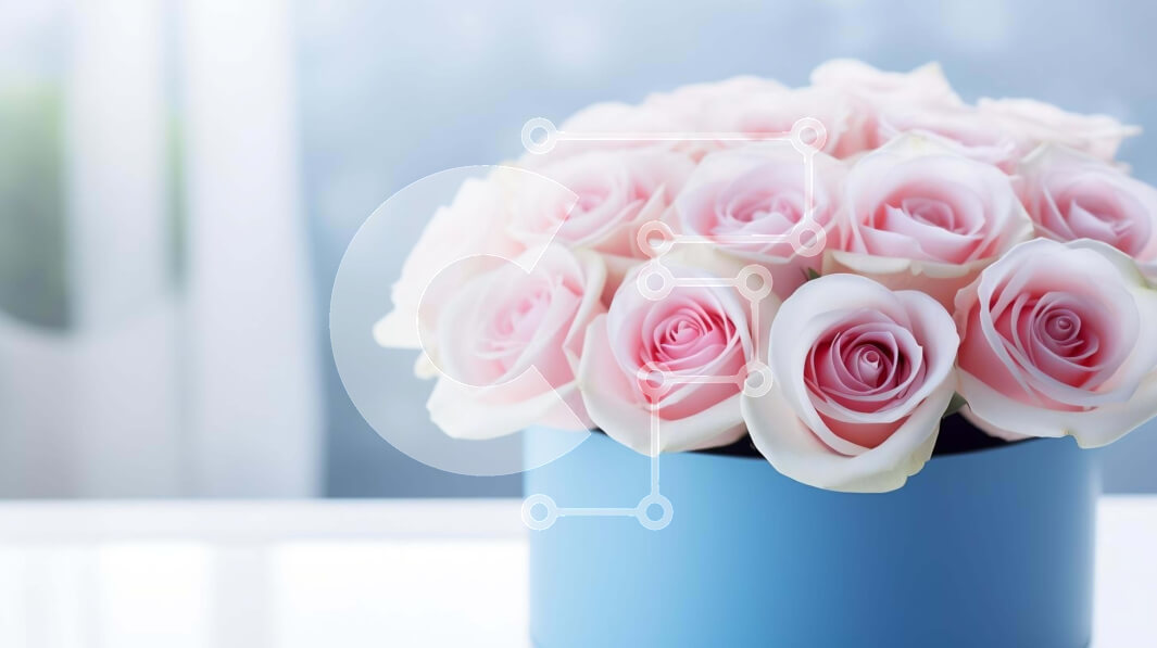 Intra Συλλεκτικό Ξύλινο Παζλ Plywood  4mm - Μπλε βάζο με ροζ και λευκά τριαντάφυλλα Σε Ξύλινο Κουτί - Διαστάσεις: 10x10 cm – 25 κομμάτια