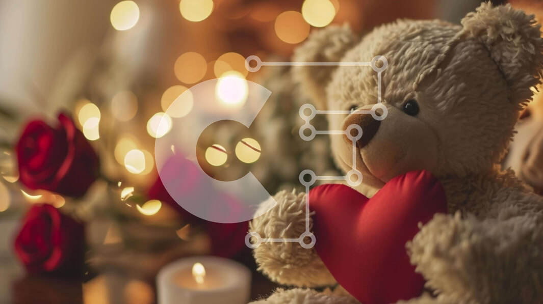 Intra Συλλεκτικό Ξύλινο Παζλ Plywood  4mm - Αρκουδάκι, κεριά, τριαντάφυλλα με σχήμα καρδιάς Σε Ξύλινο Κουτί - Διαστάσεις Puzzle: 10x10 cm – 25 κομμάτια