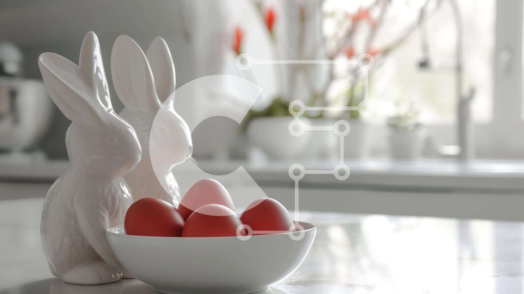 Intra Συλλεκτικό Ξύλινο Παζλ Plywood  4mm - Πασχαλινά ειδώλια λαγουδάκι με κόκκινα αυγά Σε Ξύλινο Κουτί - Διαστάσεις Puzzle: 10x10 cm – 25 κομμάτια