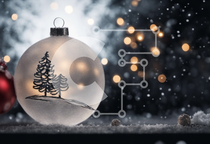 Intra Συλλεκτικό Ξύλινο Παζλ Plywood  4mm - Γιορτινή γυάλινη μπάλα με διακοσμητικό δέντρο και νιφάδες χιονιού Σε Ξύλινο Κουτί - Διαστάσεις: 10x10 cm – 25 κομμάτια