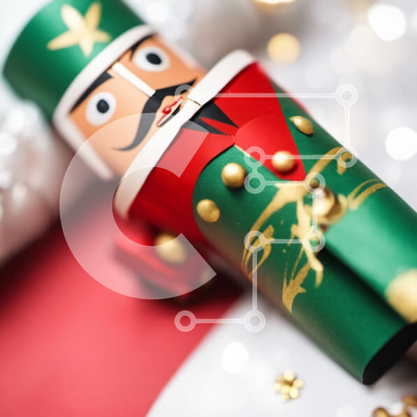 Intra Συλλεκτικό Ξύλινο Παζλ Plywood  4mm - Εορταστικό παιχνίδι καρυοθραύστη σε διακοσμητικό τραπεζομάντιλο Σε Ξύλινο Κουτί - Διαστάσεις: 10x10 cm – 25 κομμάτια