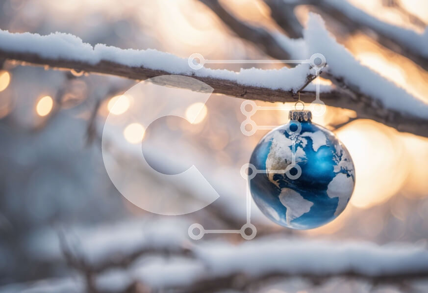 Intra Συλλεκτικό Ξύλινο Παζλ Plywood  4mm - Χιονισμένο κλαδί δέντρου με στολίδι χάρτη Σε Ξύλινο Κουτί - Διαστάσεις: 10x10 cm – 25 κομμάτια