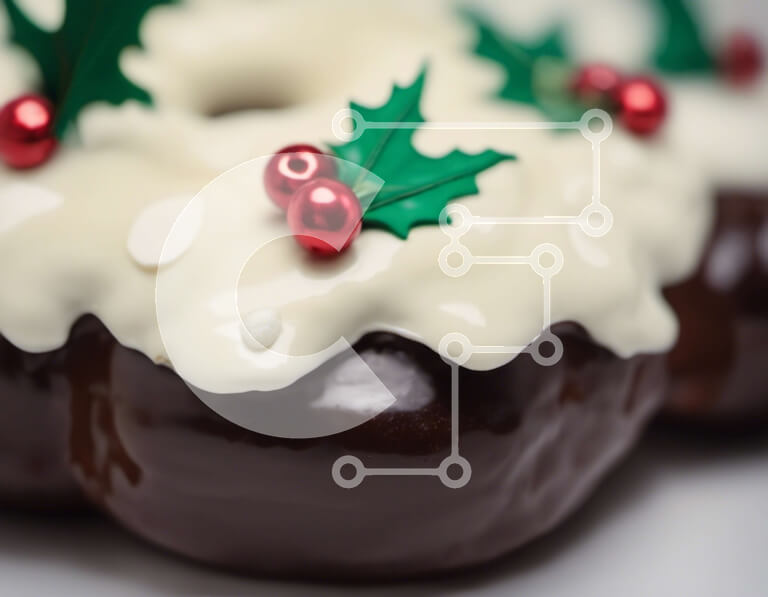 Σετ των 2 Intra Συλλεκτικό Ξύλινο Παζλ Plywood  4mm - Σοκολατένιο λουκουμάκι διακοπών με φύλλα και μούρα πουρνάρι Σε Ξύλινο Κουτί - Διαστάσεις: 10x10 cm – 25 κομμάτια