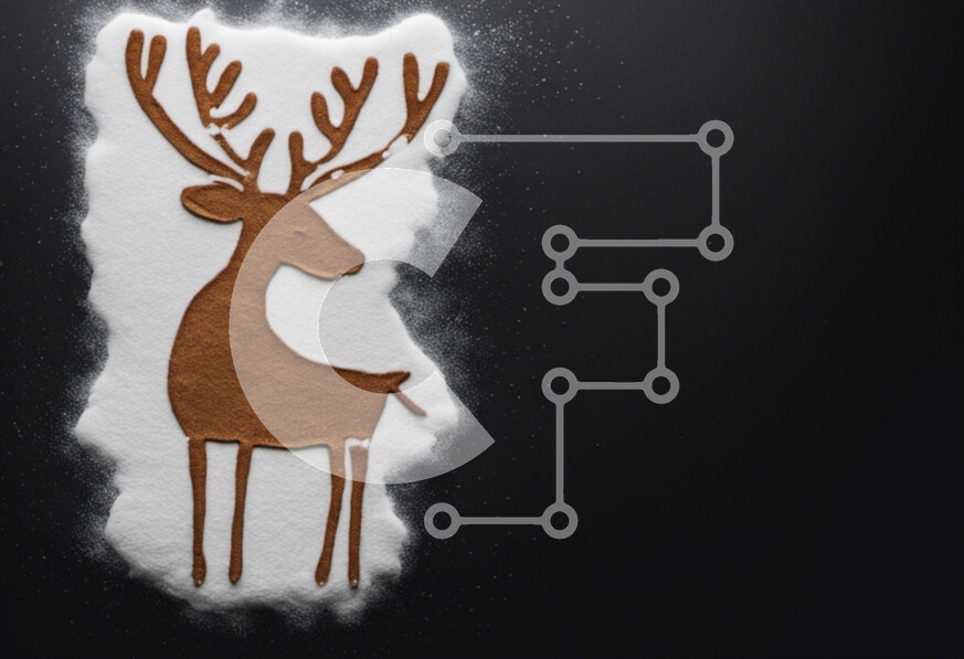 Intra Συλλεκτικό Ξύλινο Παζλ Plywood  4mm - Τάρανδοι από ζάχαρη άχνη σε γιορτινή διακόσμηση Σε Ξύλινο Κουτί - Διαστάσεις: 10x10 cm – 25 κομμάτια