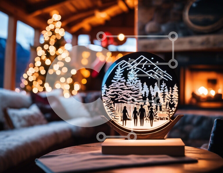 Intra Συλλεκτικό Ξύλινο Παζλ Plywood  4mm - Άνετο σαλόνι με χιονισμένο φόντο Σε Ξύλινο Κουτί - Διαστάσεις Puzzle: 10x10 cm – 25 κομμάτια