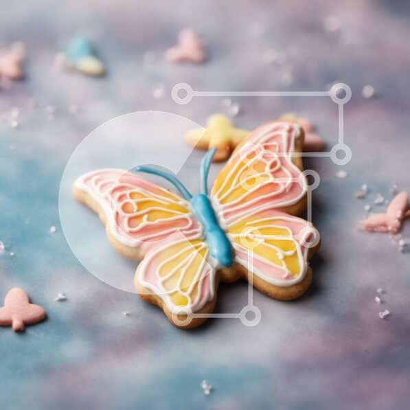 Σετ των 2 Intra Συλλεκτικό Ξύλινο Παζλ Plywood  4mm - Μπισκότο σε σχήμα πεταλούδας με πολύχρωμο πάγωμα και πασπάλισμα Σε Ξύλινο Κουτί - Διαστάσεις: 10x10 cm – 25 κομμάτια