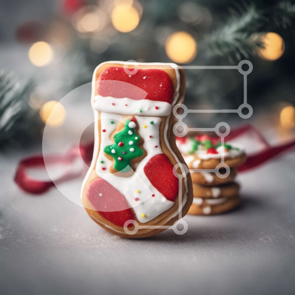 Σετ των 2 Intra Συλλεκτικό Ξύλινο Παζλ Plywood  4mm - Μπισκότο μελόψωμο με διακοσμημένη κάλτσα διακόσμηση Σε Ξύλινο Κουτί - Διαστάσεις: 10x10 cm – 25 κομμάτια