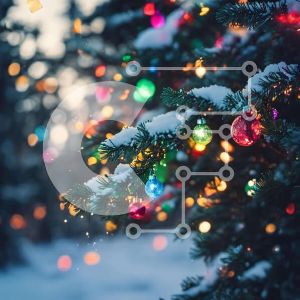 Intra Συλλεκτικό Ξύλινο Παζλ Plywood  4mm - Εορταστικό χριστουγεννιάτικο δέντρο στολισμένο με πολύχρωμα στολίδια Σε Ξύλινο Κουτί - Διαστάσεις: 10x10 cm – 25 κομμάτια