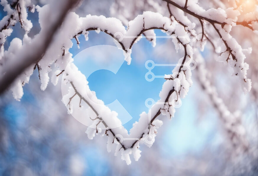 Intra Συλλεκτικό Ξύλινο Παζλ Plywood  4mm - Κλαδί σε σχήμα καρδιάς καλυμμένο με χιόνι Σε Ξύλινο Κουτί - Διαστάσεις: 10x10 cm – 25 κομμάτια