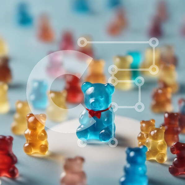 Σετ των 2 Intra Συλλεκτικό Ξύλινο Παζλ Plywood  4mm - Ομάδα πολύχρωμων Gummy Bears Σε Ξύλινο Κουτί - Διαστάσεις: 10x10 cm – 25 κομμάτια