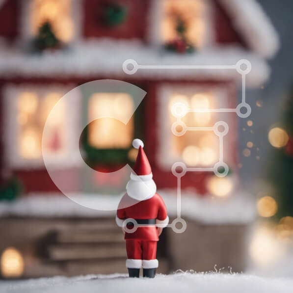 Intra Συλλεκτικό Ξύλινο Παζλ Plywood  4mm - Ειδώλιο Άγιου Βασίλη μπροστά από το διακοσμημένο σπίτι με το χιόνι Σε Ξύλινο Κουτί - Διαστάσεις: 10x10 cm – 25 κομμάτια