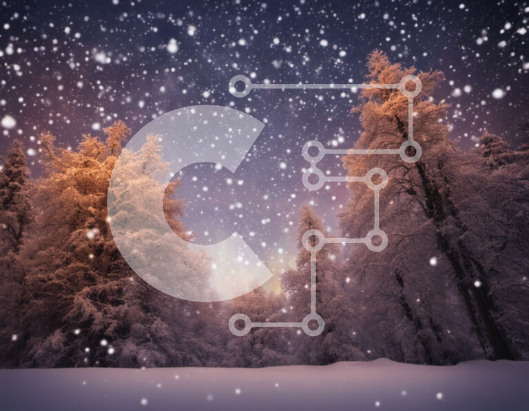 Intra Συλλεκτικό Ξύλινο Παζλ Plywood  4mm - Χιονισμένο δάσος τη νύχτα με πτώση χιονιού Σε Ξύλινο Κουτί - Διαστάσεις: 10x10 cm – 25 κομμάτια