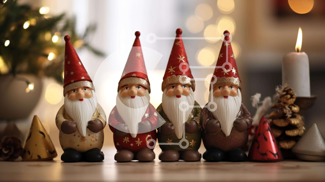 Intra Συλλεκτικό Ξύλινο Παζλ Plywood  4mm - Εορταστικά ειδώλια Gnome σε ένα εορταστικό τραπέζι Σε Ξύλινο Κουτί - Διαστάσεις: 10x10 cm – 25 κομμάτια