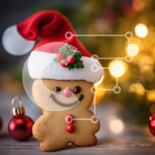 Intra Συλλεκτικό Ξύλινο Παζλ Plywood  4mm - Μπισκότο μελόψωμο με καπέλο Άγιου Βασίλη και αυτιά ταράνδου Σε Ξύλινο Κουτί - Διαστάσεις Puzzle: 10x10 cm – 25 κομμάτια