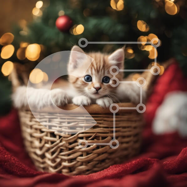 Intra Συλλεκτικό Ξύλινο Παζλ Plywood  4mm - Αξιολάτρευτο πορτοκαλί γατάκι με χριστουγεννιάτικο δέντρο Σε Ξύλινο Κουτί - Διαστάσεις: 10x10 cm – 25 κομμάτια