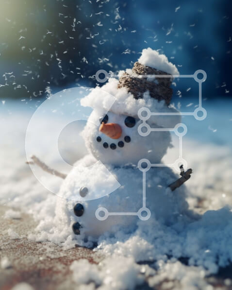 Intra Συλλεκτικό Ξύλινο Παζλ Plywood  4mm - Χαριτωμένος χιονάνθρωπος με καπέλο και κασκόλ στο χιόνι Σε Ξύλινο Κουτί - Διαστάσεις Puzzle: 10x10 cm – 25 κομμάτια