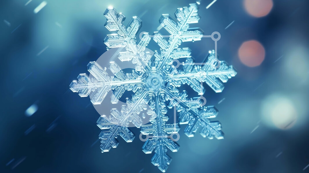 Intra Συλλεκτικό Ξύλινο Παζλ Plywood  4mm - Γυάλινη νιφάδα χιονιού σε αφηρημένο φόντο Σε Ξύλινο Κουτί - Διαστάσεις Puzzle: 10x10 cm – 25 κομμάτια