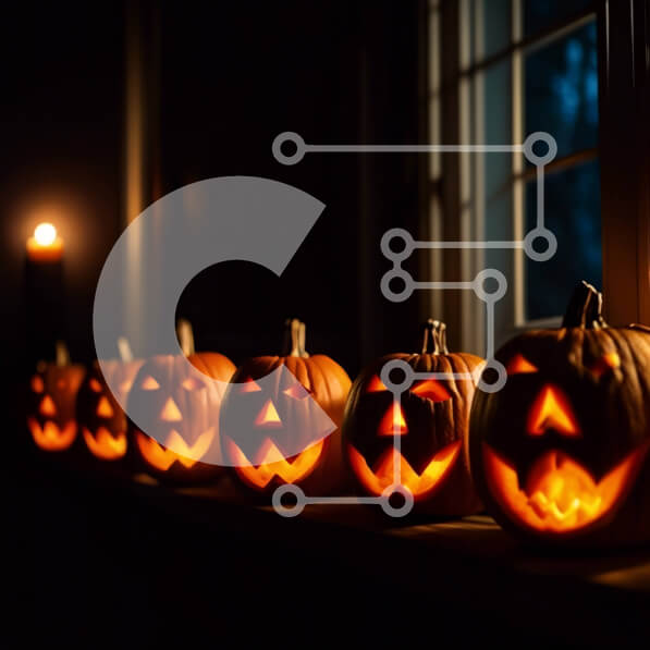 Intra Συλλεκτικό Ξύλινο Παζλ Plywood  4mm - Εορταστική διακόσμηση αποκριών: Σκαλιστές κολοκύθες και κερί Σε Ξύλινο Κουτί - Διαστάσεις Puzzle: 10x10 cm – 25 κομμάτια