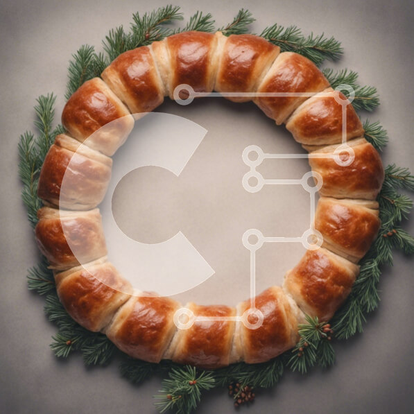 Intra Συλλεκτικό Ξύλινο Παζλ Plywood  4mm - Κυκλικό στεφάνι κρουασάν για ειδικές περιστάσεις Σε Ξύλινο Κουτί - Διαστάσεις Puzzle: 10x10 cm – 25 κομμάτια