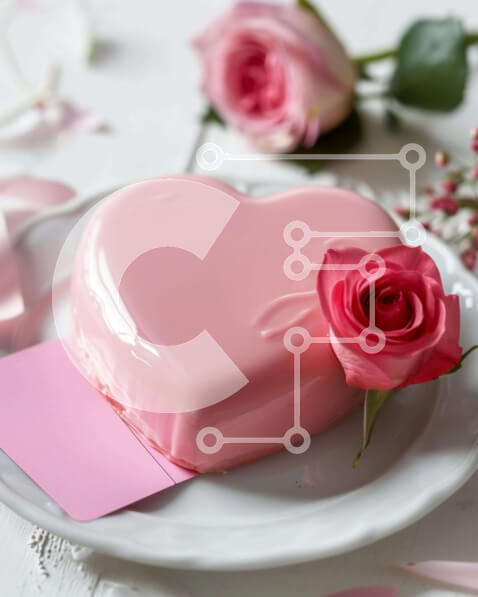 Σετ των 2 Intra Συλλεκτικό Ξύλινο Παζλ Plywood  4mm - Τούρτα σε σχήμα καρδιάς για την ημέρα του Αγίου Βαλεντίνου με τριαντάφυλλα και κάρτα Σε Ξύλινο Κουτί - Διαστάσεις: 10x10 cm – 25 κομμάτια