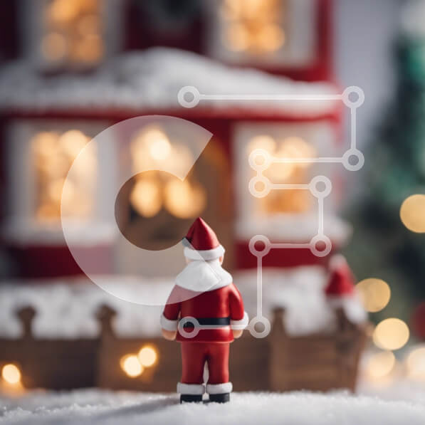 Intra Συλλεκτικό Ξύλινο Παζλ Plywood  4mm - Ειδώλιο Άγιου Βασίλη μπροστά από το χιονισμένο σπίτι Σε Ξύλινο Κουτί - Διαστάσεις: 10x10 cm – 25 κομμάτια