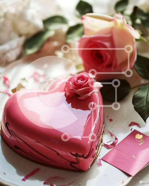 Σετ των 2 Intra Συλλεκτικό Ξύλινο Παζλ Plywood  4mm - Τούρτα σε σχήμα καρδιάς με τριαντάφυλλα για ειδική περίσταση Σε Ξύλινο Κουτί - Διαστάσεις: 10x10 cm – 25 κομμάτια