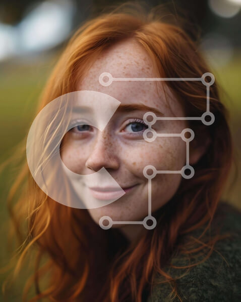 Intra Συλλεκτικό Ξύλινο Παζλ Plywood  4mm - Χαρούμενη κοκκινομάλλα γυναίκα σε έναν χώρο πρασίνου Σε Ξύλινο Κουτί - Διαστάσεις Puzzle: 10x10 cm – 25 κομμάτια