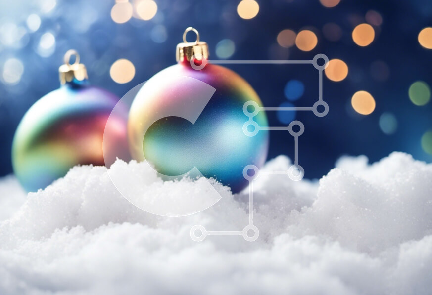 Intra Συλλεκτικό Ξύλινο Παζλ Plywood  4mm - Πολύχρωμα στολίδια στο χιόνι με έντονα φωτισμένο φόντο Σε Ξύλινο Κουτί - Διαστάσεις: 10x10 cm – 25 κομμάτια