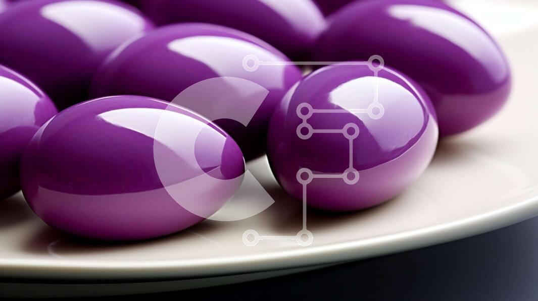 Σετ των 2 Intra Συλλεκτικό Ξύλινο Παζλ Plywood  4mm - Ποικιλία μωβ καραμέλα αυγά και μπάλες στο πιάτο Σε Ξύλινο Κουτί - Διαστάσεις: 10x10 cm – 25 κομμάτια