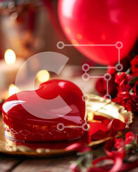 Intra Συλλεκτικό Ξύλινο Παζλ Plywood  4mm - Κόκκινο κέικ σε σχήμα καρδιάς με κεριά και τριαντάφυλλα Σε Ξύλινο Κουτί - Διαστάσεις: 10x10 cm – 25 κομμάτια