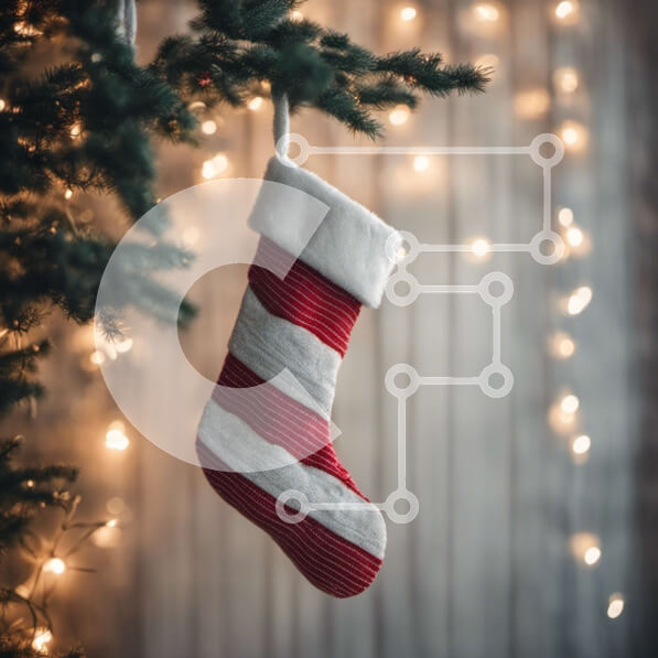 Intra Συλλεκτικό Ξύλινο Παζλ Plywood  4mm - Κόκκινο και άσπρο Ριγέ Κάλτσα Διακόσμηση για τις γιορτές Σε Ξύλινο Κουτί - Διαστάσεις: 10x10 cm – 25 κομμάτια