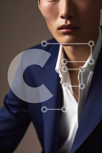 Intra Συλλεκτικό Ξύλινο Παζλ Plywood  4mm - Νεαρός άνδρας με μπλε κοστούμι ποζάρει με κλειστά μάτια Σε Ξύλινο Κουτί - Διαστάσεις Puzzle: 10x10 cm – 25 κομμάτια