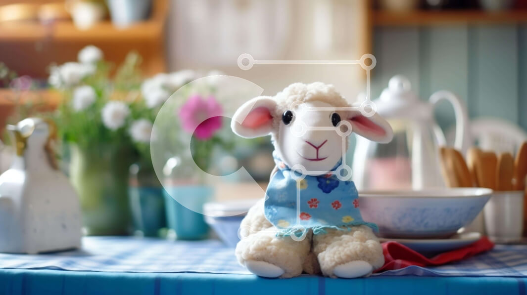 Intra Συλλεκτικό Ξύλινο Παζλ Plywood  4mm - Τραπέζι με θέμα το Πάσχα με γεμιστά πρόβατα και λουλούδια Σε Ξύλινο Κουτί - Διαστάσεις: 10x10 cm – 25 κομμάτια