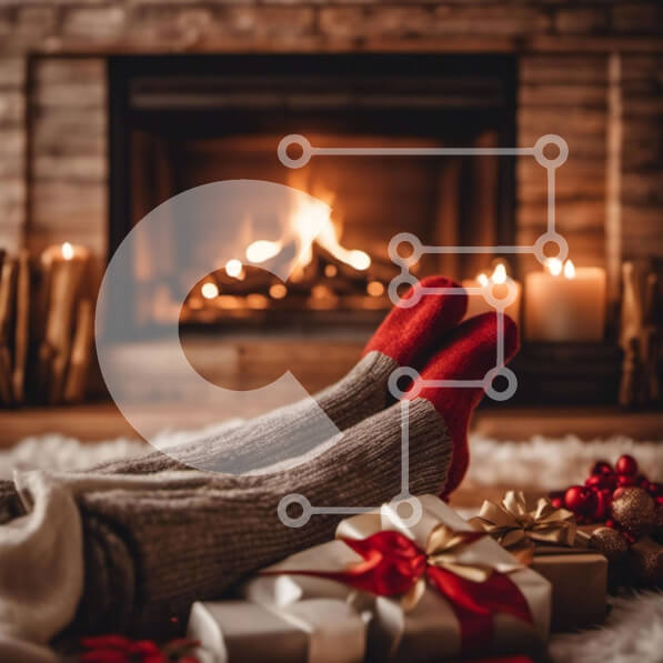 Intra Συλλεκτικό Ξύλινο Παζλ Plywood  4mm - Άτομο που γιορτάζει την περίοδο των διακοπών δίπλα στο τζάκι Σε Ξύλινο Κουτί - Διαστάσεις: 10x10 cm – 25 κομμάτια